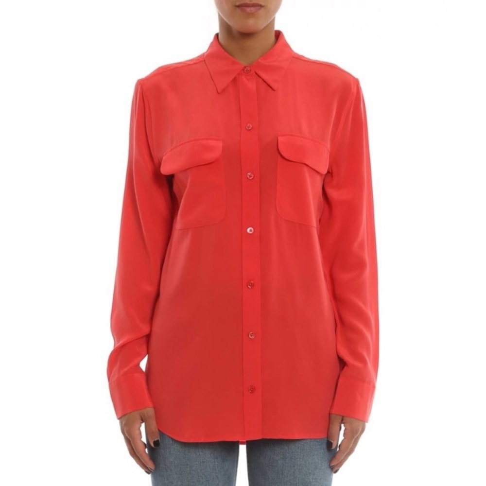 Equipment Slim Signature Hibiscus Color Button Down Blouse Size S